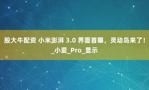 股大牛配资 小米澎湃 3.0 界面首曝，灵动岛来了！_小爱_Pro_显示