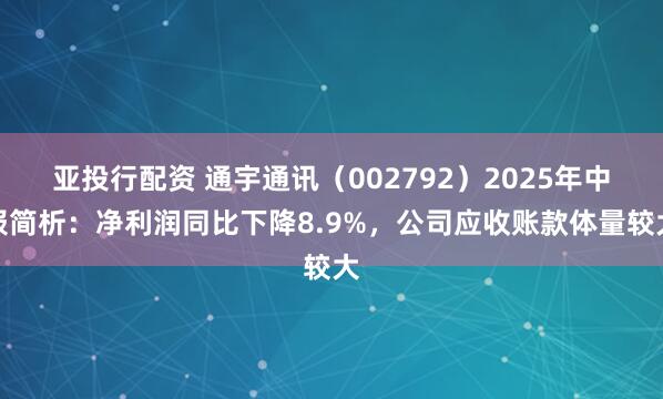 亚投行配资 通宇通讯（002792）2025年中报简析：净利润同比下降8.9%，公司应收账款体量较大